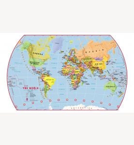 Medium Elementary School Political World Wall Map (Laminated)