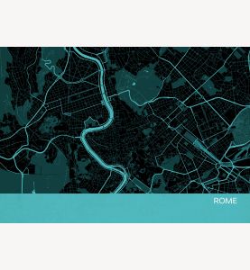 Rome City Street Map Print - Turquoise