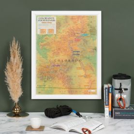 Scratch Off Colorado Fourteeners Print (Pinboard & wood frame - White)