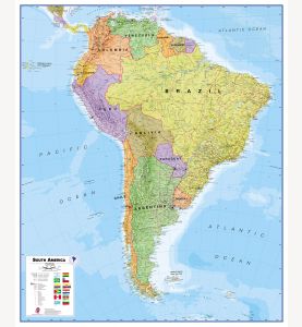 Large Political South America Wall Map (Laminated)