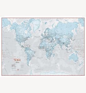 Huge The World Is Art Wall Map - Aqua (Paper)