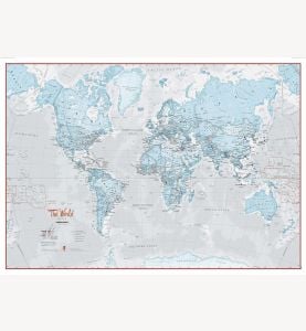 The World Is Art Wall Map - Aqua