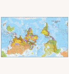 Large Upside-Down Political World Wall Map (Paper)