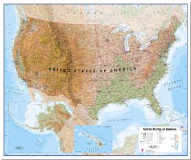 Large Physical USA Wall Map (Pinboard)