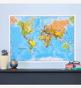 Medium Political World Wall Map (Paper Single Side Lamination)