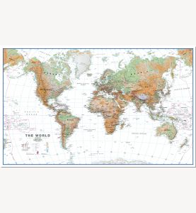 Large Physical World Wall Map - White Ocean (Pinboard)