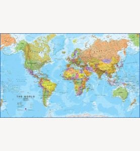 Large Political World Wall Map (Paper)