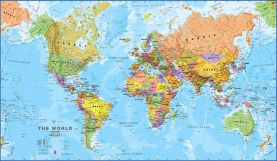 Medium Political World Wall Map (Laminated)
