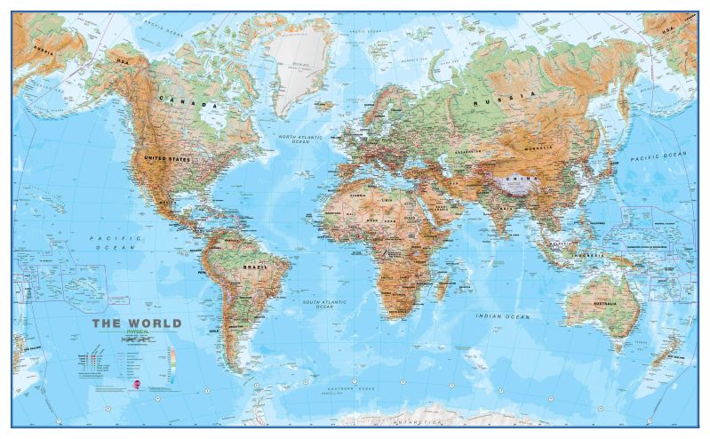 Huge Physical World Wall Map (Laminated)