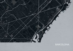 Barcelona City Street Map Print - Charcoal