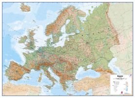 Large Physical Europe Wall Map (Paper)