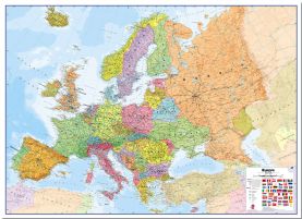 Large Political Europe Wall Map (Pinboard)
