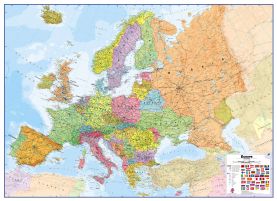 Large Political Europe Wall Map (Laminated)