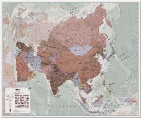 Large Executive Political Asia Wall Map (Pinboard)