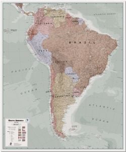 Large Executive Political South America Wall Map (Pinboard)