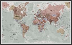 Large Executive Political World Wall Map (Wood Frame - Black)