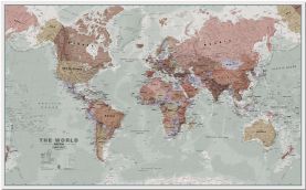 Large Executive Political World Wall Map (Pinboard)