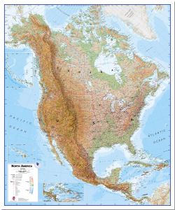 Large Physical North America Wall Map (Pinboard)