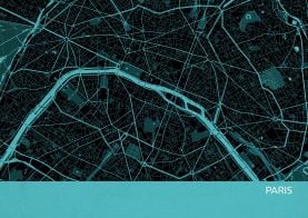 Paris City Street Map Print - Turquoise