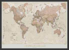 Small Personalized Antique World Map (Pinboard & wood frame - Black)