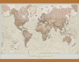 Small Personalized Antique World Map (Wooden hanging bars)