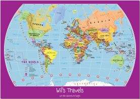 Medium Personalized Child's World Map (Pinboard)