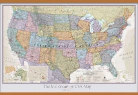 Large Personalized Classic USA Wall Map (Wooden hanging bars)