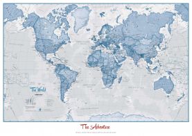 Personalized World Is Art Wall Map - Blue