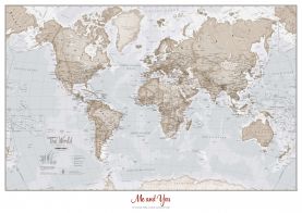Medium Personalized World Is Art Wall Map - Neutral (Paper)