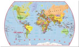 Small Elementary School Political World Wall Map (Pinboard)