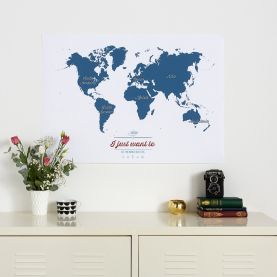 Personalized Travel Map of the World - Teal