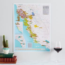 Scratch Off California Wines Print (Pinboard & wood frame - White)