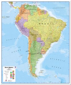 Large Political South America Wall Map (Pinboard)