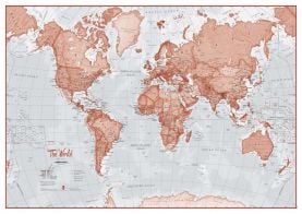 Small The World Is Art Wall Map - Red (Paper)