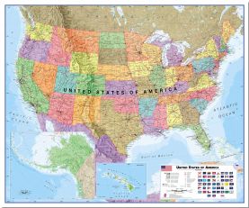 Large Political USA Wall Map (Pinboard)