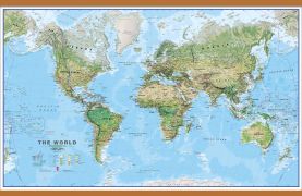 Large Environmental World Wall Map (Wooden hanging bars)