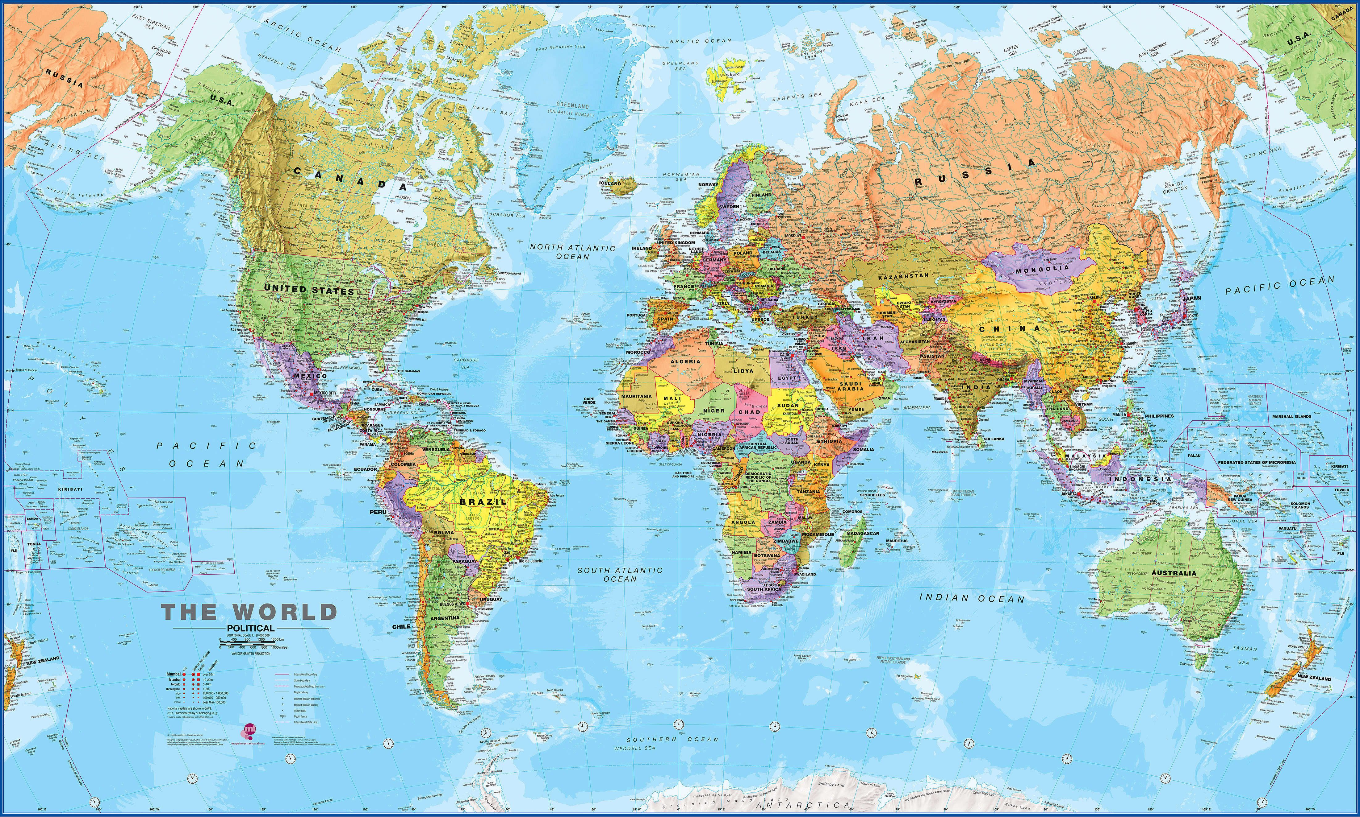 Large World Political Map World Wall Map