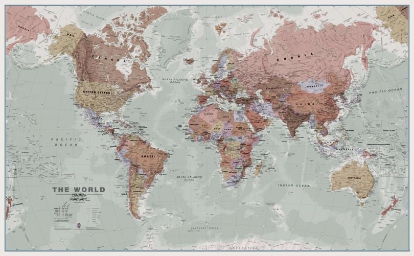 Executive Political World Wall Map