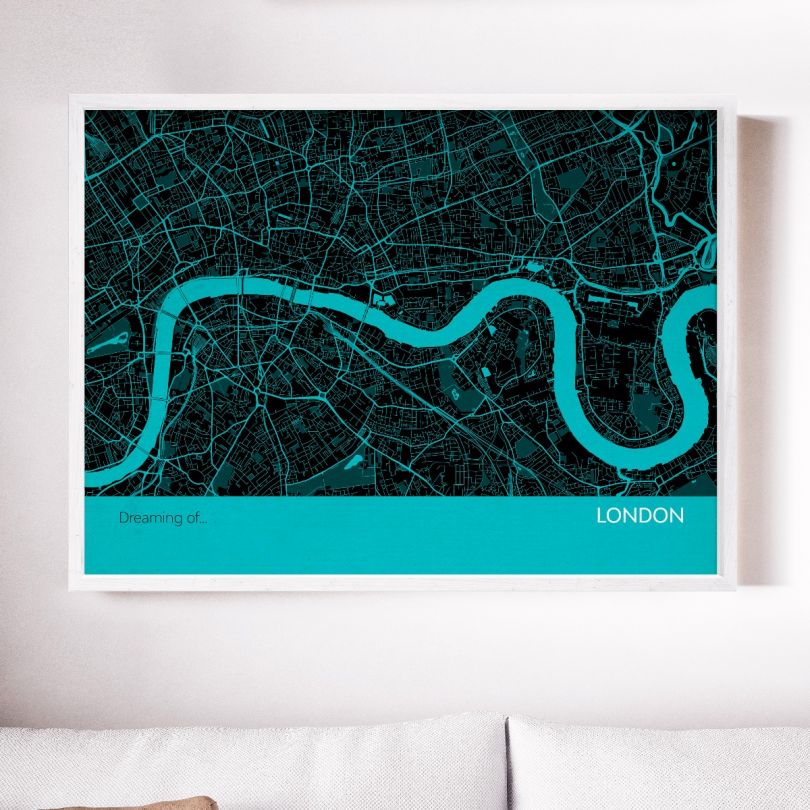 London City Street Map Print Turquoise