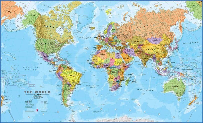 Large Political World Wall Map (Laminated)