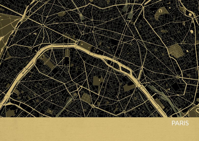 Paris City Street Map Print - Straw