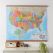 Large Political USA Wall Map (Wooden hanging bars)
