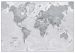 Large The World Is Art Wall Map - Grey (Wood Frame - White)