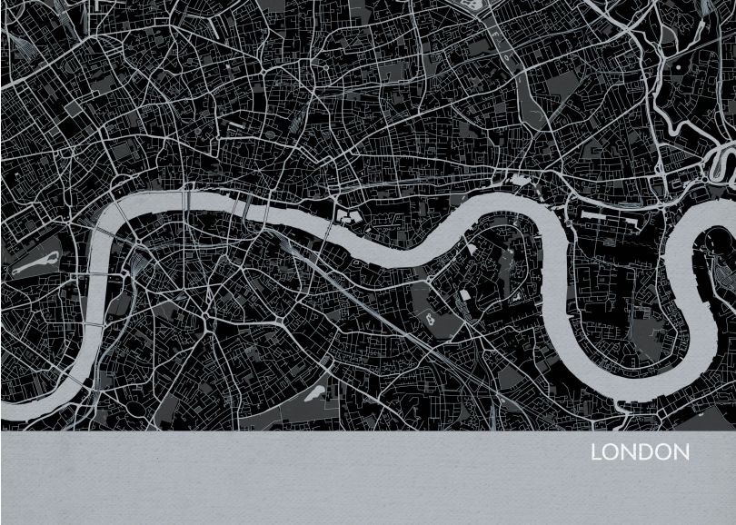 London City Street Map Print - Charcoal