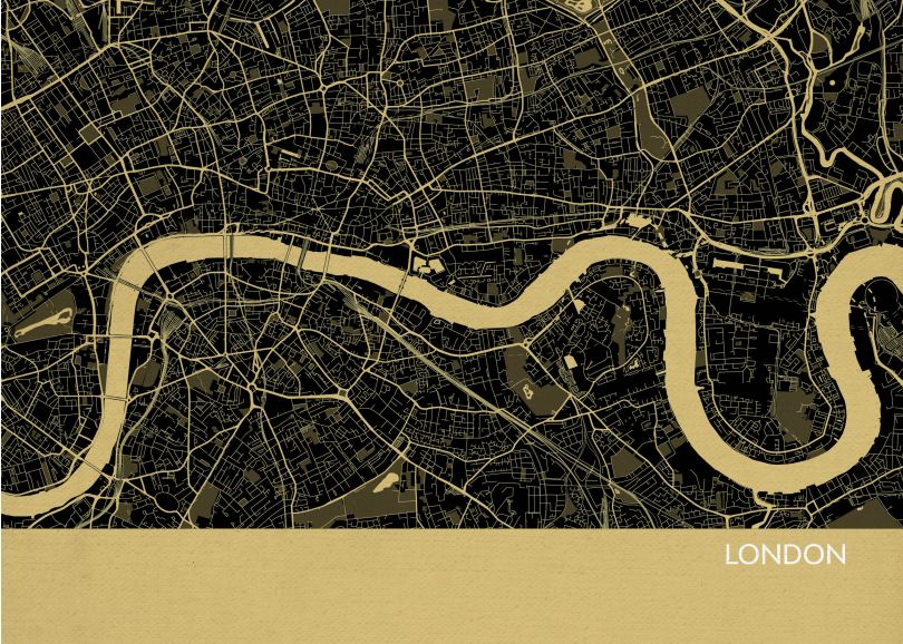 London City Street Map Print - Straw