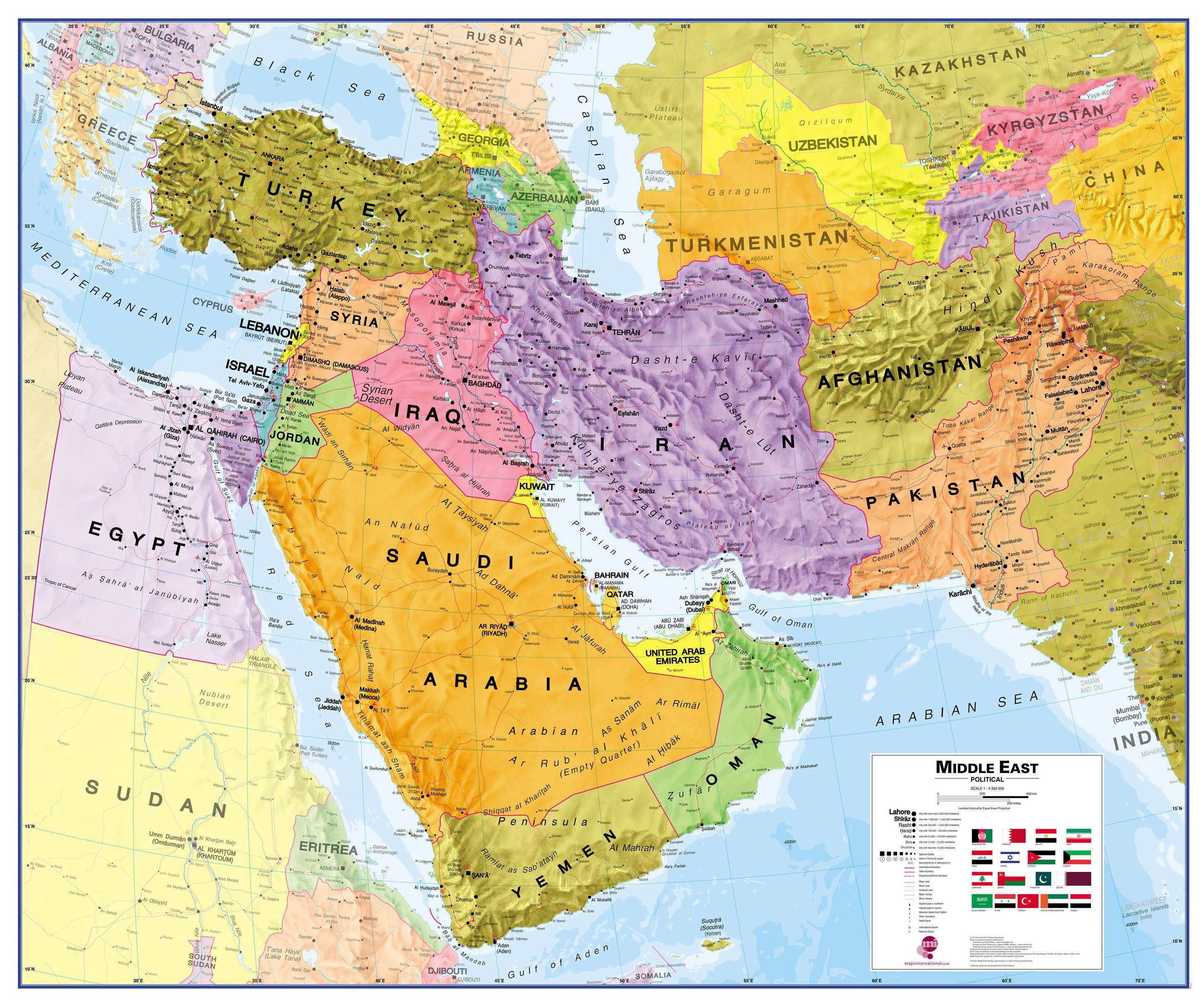 Political Map Of Middle East World Map