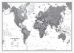 Large Political World Wall Map - Black & White (Wood Frame - White)