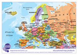 Politically coloured World map 