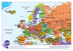 Politically coloured Europe map