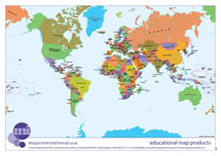 Politically coloured World map.